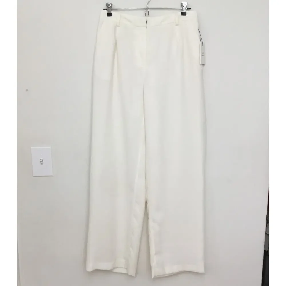 SOMETHING NAVY Ivory Pleated Wide Leg Trousers - Size 8 - Picture 2 of 12